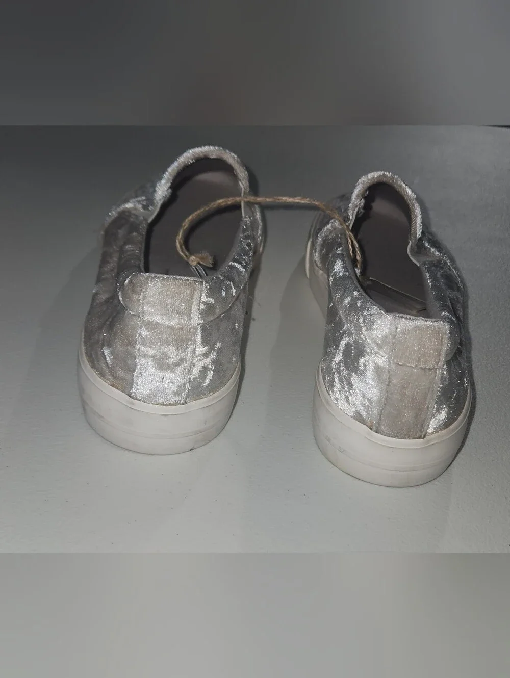 American Eagle Outfitters Silver Velvet Slip-On Sneakers Size 8